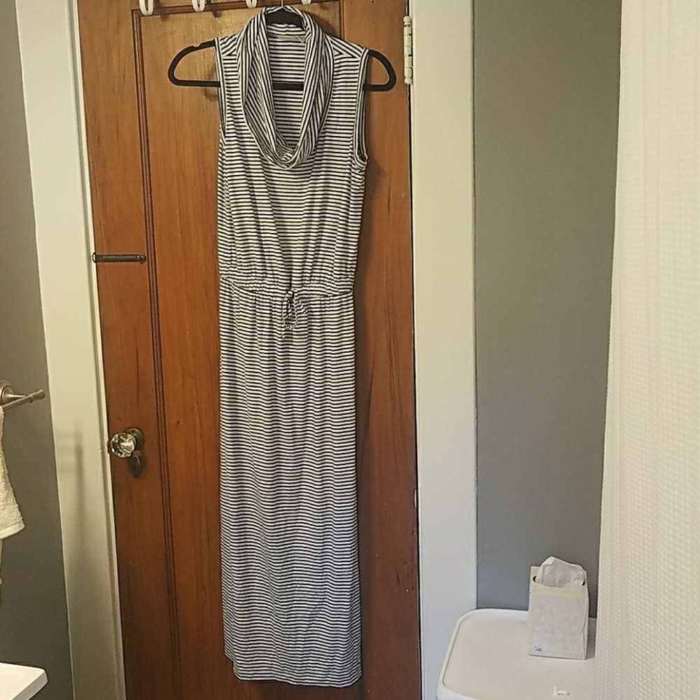 Black and white striped maxi dress